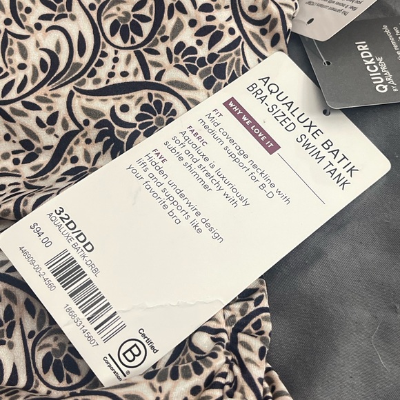NWT ATHLETA Aqualuxe Batik Bra-Sized Tankini Size 32D/DD - Picture 3 of 7